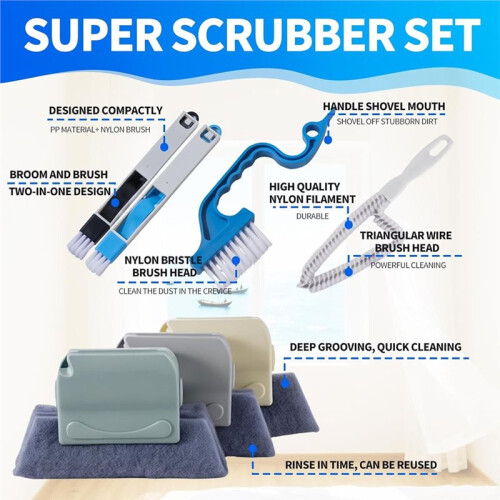 Window Track Cleaner Tool Set, 13 Pcs Magic Window Sill Cleaning Tools Kit for Door Tracks 2