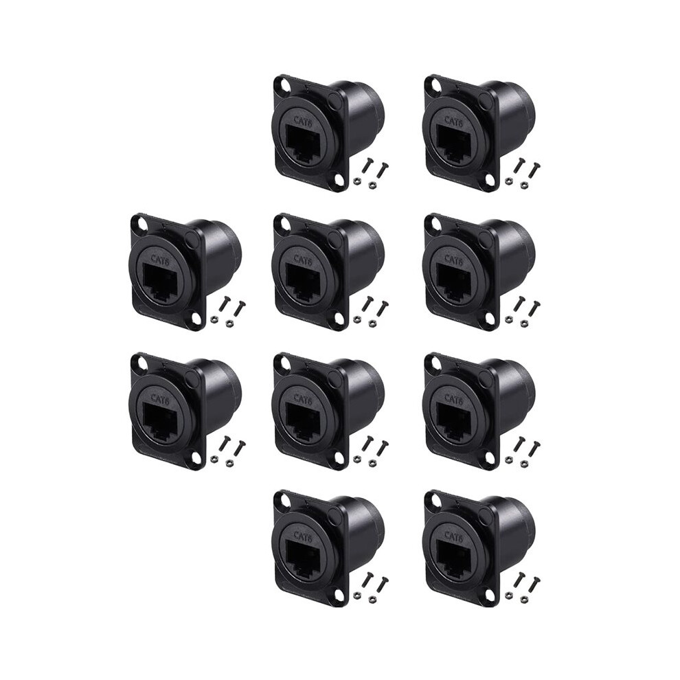 10Pcs D-Type Rj45 Coupler, Shielded Rj45 Panel Mount Connector, Cat6/Cat5e/Cat5 Female To Female Lan Network Bulkhead 4713947232422