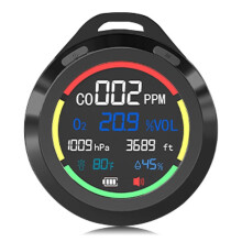 6-in-1 Oxygen Meter with CO Altitude Air Pressure Temperature Humidity Environment Sensor for Hiking, Camping