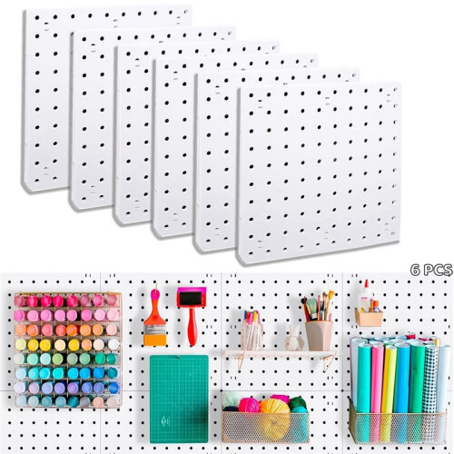 6Pcs Peg Board, Peg Board Wall Organizer Panels, White Peg Board Wall Mount, Peg Board for  Room 1