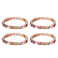 4X Verbunden Armreif Armband Zirkonia Kette Mode Frauen Geschenk Braut, 18CM