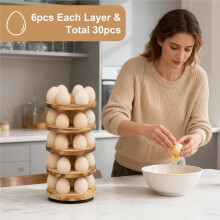 Wooden Egg Rack Countertop, 5-Layer Rotating Pine Egg Rack, Stackable Egg Rack, Disassembled and Shipped Egg Rack