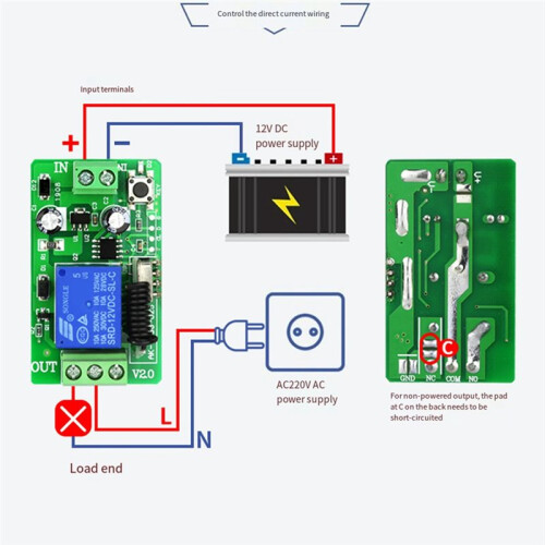 DC12V 1CH RF Relay  Wireless Remote Control for Light /Lamp/ Garage Doors Shutters Projection Screen 2