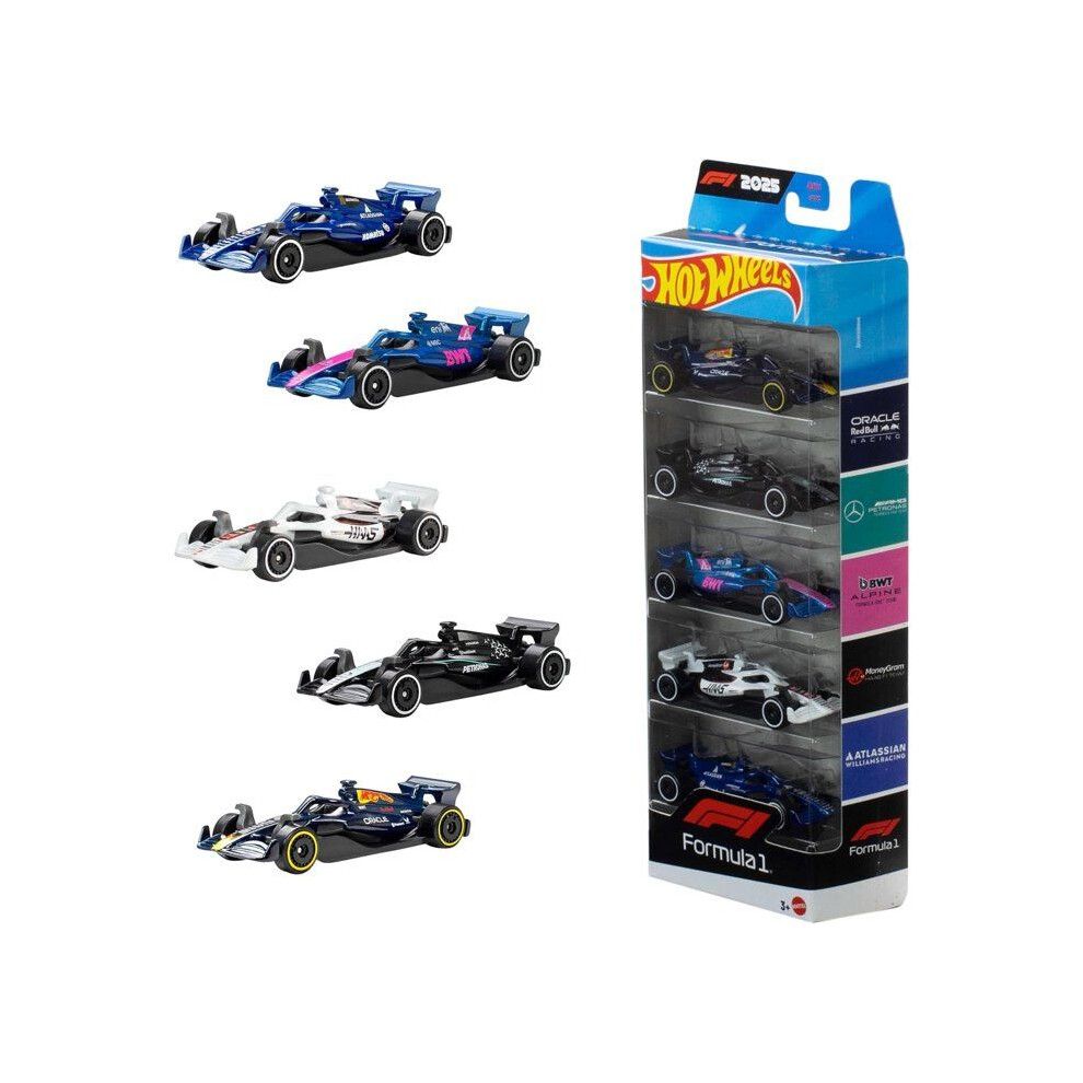 Hot Wheels 1:64 Scale 5-Pack Formula 1 Die-Cast Toy Cars Brand New - Image 8