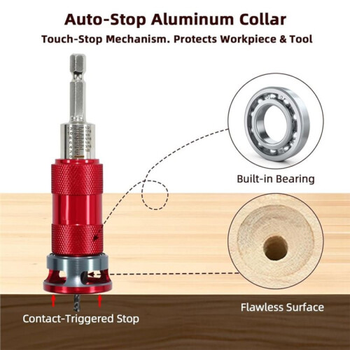 Quick-Adjust Countersink Drill Bit Set with Aluminum Stop Collar, 5 Replaceable HSS M2 Bits and A Wrench 2