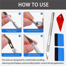 Kit de 10 Outils pour la Pose de Film Vinyle, Comprenant une Raclette de Lissage pour Film Vinyle Automobile et un Bord en Feutre pour L'Application