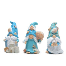 3 Piezas Decoraciones Adornos para el Hogar, Gnomos de Concha de Estrella de Mar Hechos A Mano para Decoración de Playa, Sueco, Nisse Escandinavo