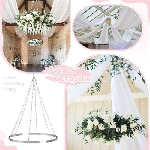 Kit para Pendurar Cortinas de Teto com Aro Redondo de 30 cm (12 Polegadas) para Decoração de Casamentos e Gazebos 2