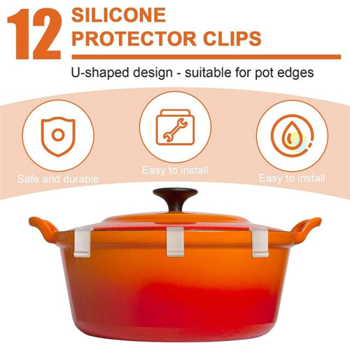 Dutch Oven Lid Protector Clips,Silicone Cookware Protector,Plastic Pan Protective Clips,Pot Bumpers Lifter Accessories 1