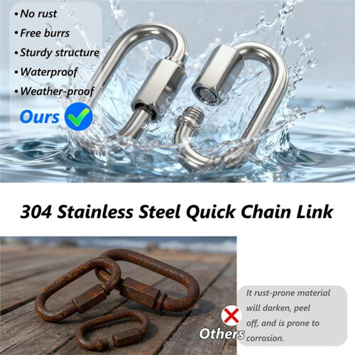 Stainless Steel Quick Chain  for Hammocks, Shade Sails, Rigging 2