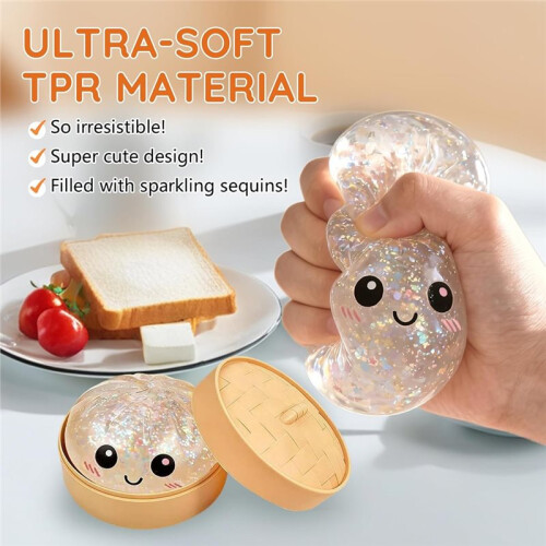 Glitter Dumpling Squishy Dumpling Toy Dumplings Squishy Cute Dumplings Stress Balls Soft Squeeze Decompression Dough