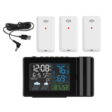 Digital Alarm Clock Weather Station LED Temperature Humidity Weather Forecast Snooze Table Clock with Projection