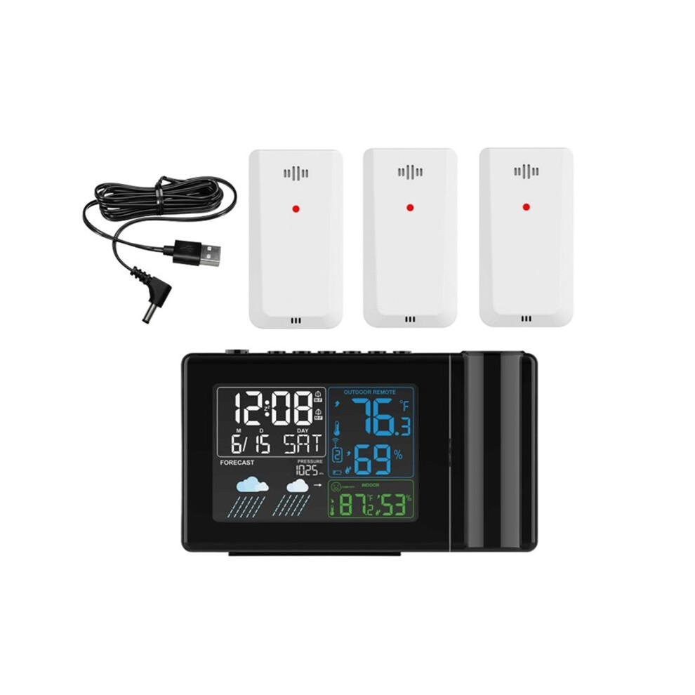 Digital Alarm Clock Weather Station Led Temperature Humidity Weather Forecast Snooze Table Clock With Projection Light 4711967946756
