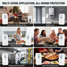 4 in 1 Environmental Detector Methane + CO + Temperature/Humidity Detection with HD Screen Home Hotel Camping RV EU Plug