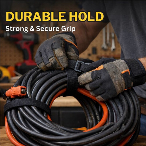 Adjustable Cable Strap, 5m X 25mm, Reusable Cinch Strap, Strong Grip, Hook and Loop Multi-Purpose Fastening Strap Kit.