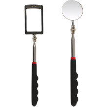 2Pcs Telescopic Inspection Mirror,Automotive Extendable Mirror,360 Rotating Folding Round Handle Mechanics Mirror with LED light for Mechanical Car
