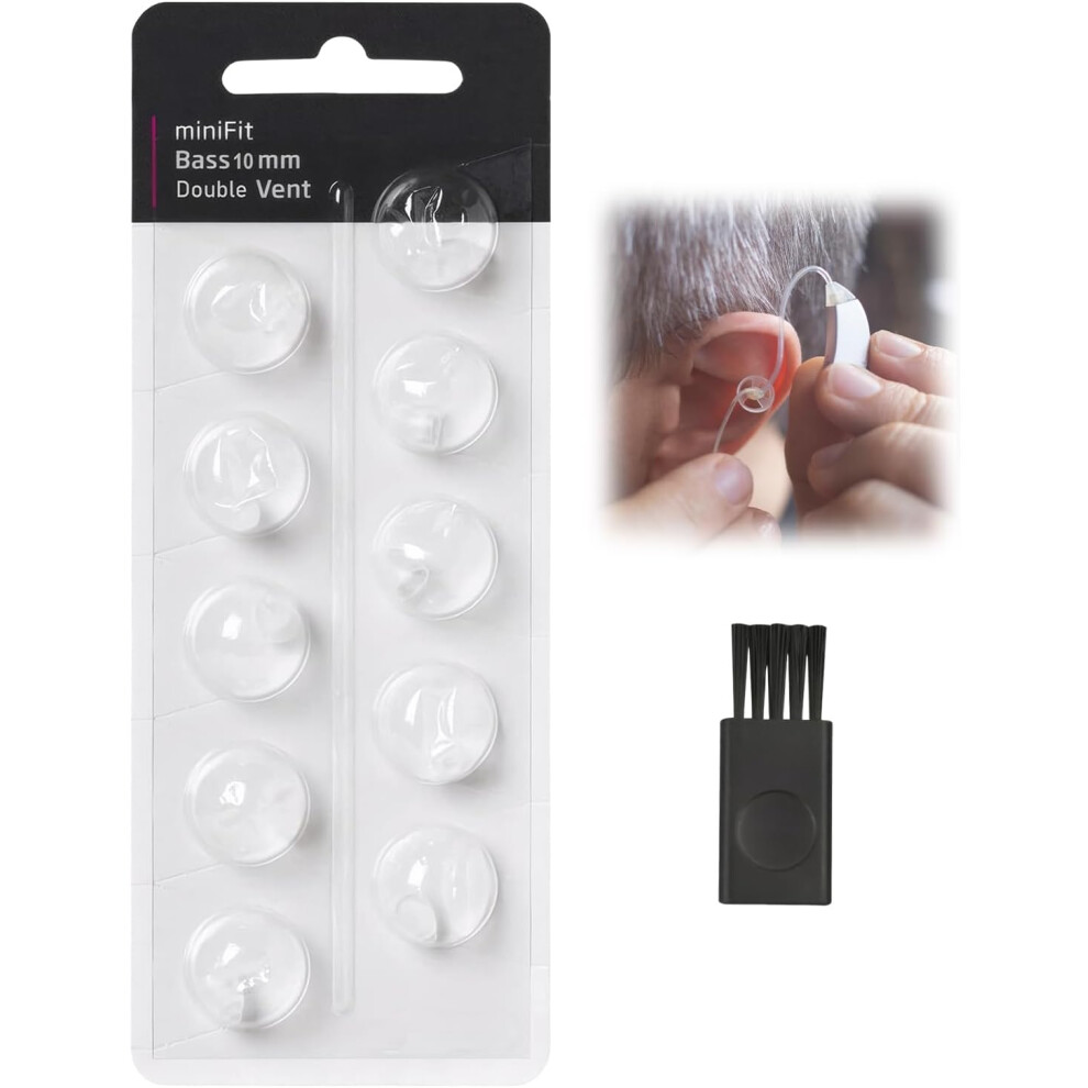 Gogerstar (10Mm) 10Pcs Hearing Aid Domes For Oticon, Hearing Aid Accessories Replacement Compatible With Oticon Minifit Double Vent Bass Domes