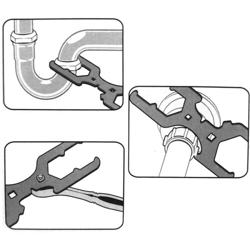 Chave de Filtro para Tanque de Água (1 Unidade) para Encanamento, Adequada para Encaixes de 1-3/4, 3/8 e 1/2 Polegadas com Chave Rotativa 2