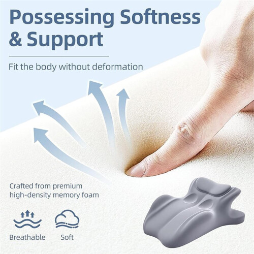 Ergonomic Couples Pillow for Multi-Position Comfort, Memory Foam Support for Waist and Neck