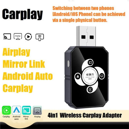 4in1 Wireless CarPlay Airplay/Mirror Link/Android Auto/Carplay Wired To Wireless Carplay Switchable Android/IOS B 2