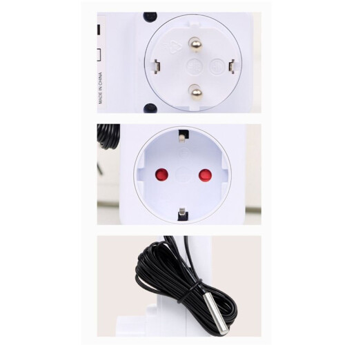 Digital Temperature Controller Socket EU Plug Thermostat Timer  Sensing Probe Heating Cooling  Temp Alarm 2