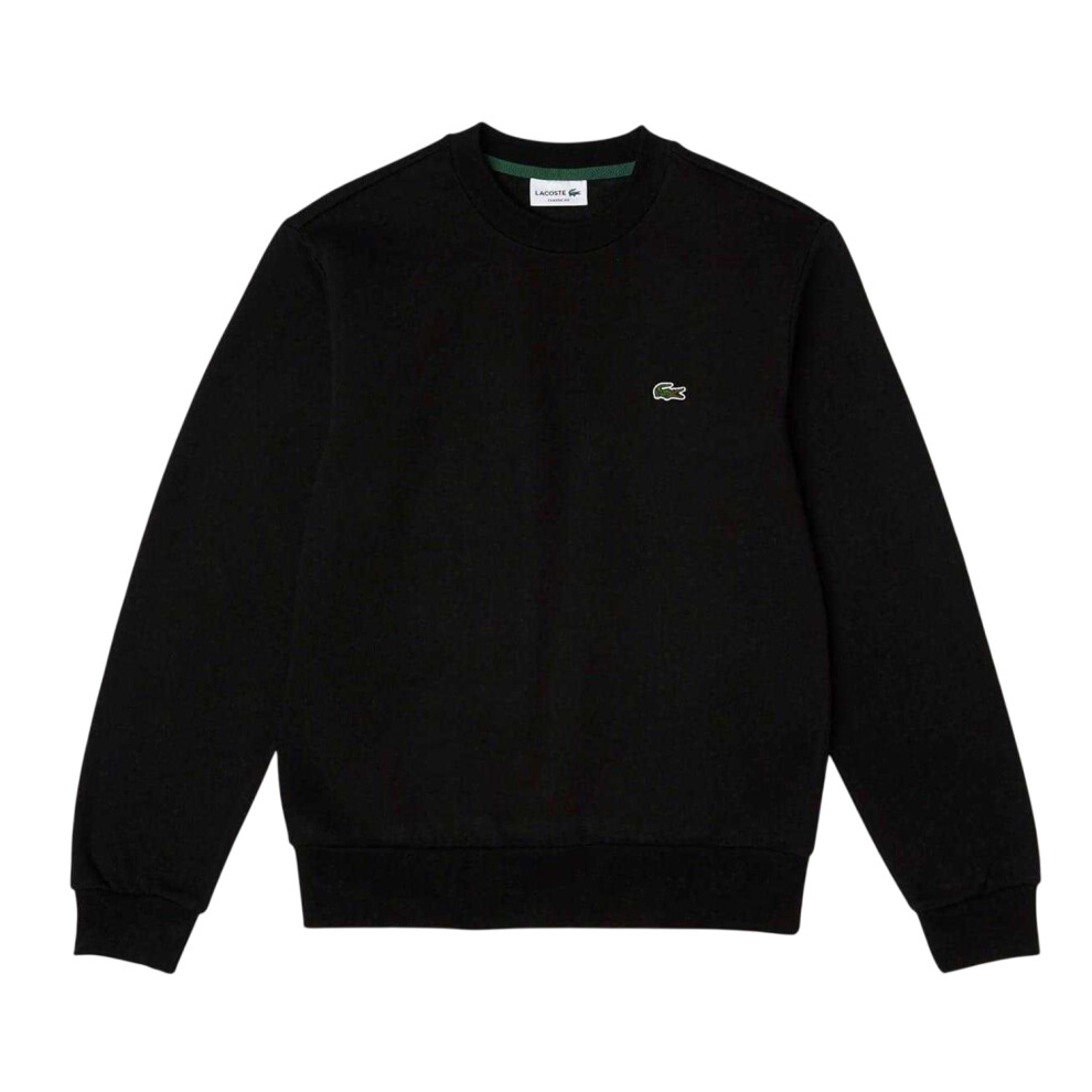 Lacoste (M, ) Mens Embroidered Logo Fleece Crew Neck Sweatshirt Black
