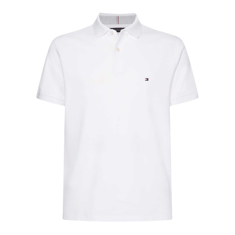 Tommy Hilfiger (L, ) Mens 1985 Embroidered Logo Polo Shirt White