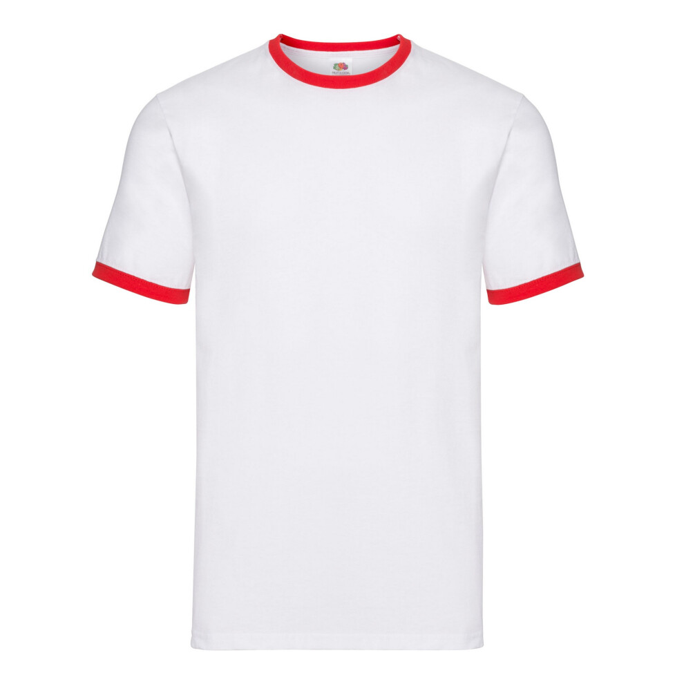 Fruit Of The Loom (Xl, White/Red) Mens Contrast Ringer T-Shirt Red