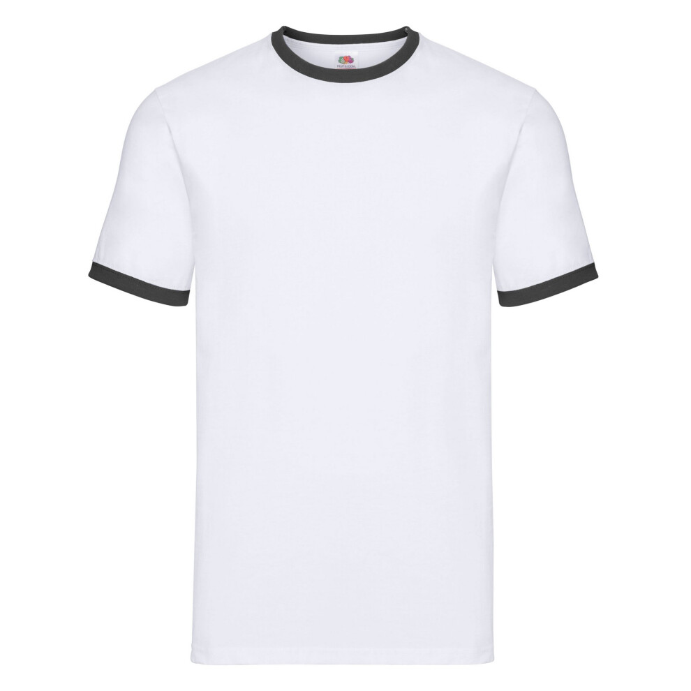 Fruit Of The Loom (M, White/Black) Mens Contrast Ringer T-Shirt Black