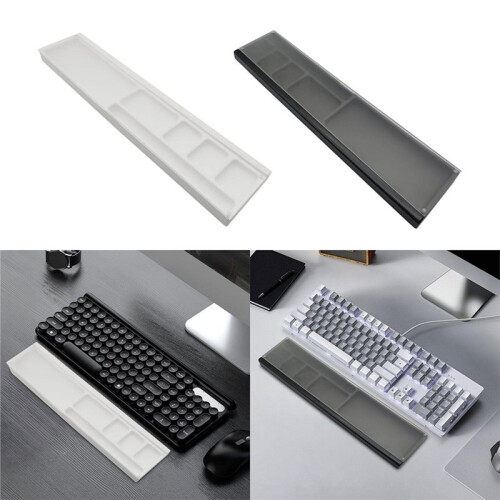Mechanical Keyboard Wrist Rest Pad with Clear Lid Partition Storage Case Typing Mat Hand Rest Desktop Storage Box White 2