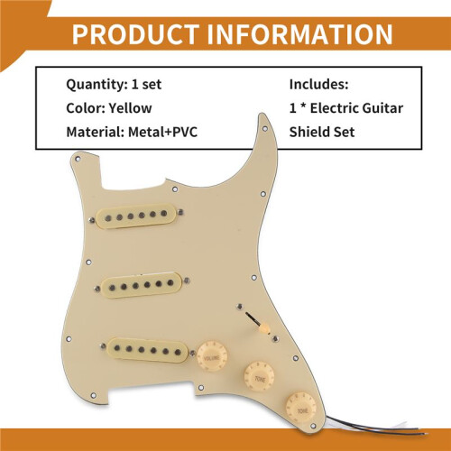 Micros de Guitare éLectrique Pickguard Chargé Assemblage de Plaque à Gratter PréCâblé SSS Jaune 1