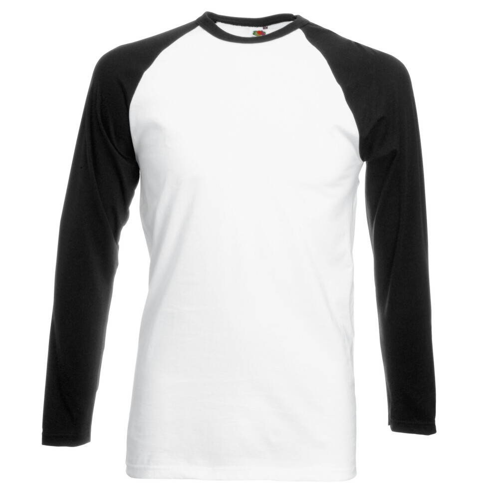 Fruit Of The Loom (3Xl, White/Black) Mens Long Sleeve Baseball T-Shirt Black