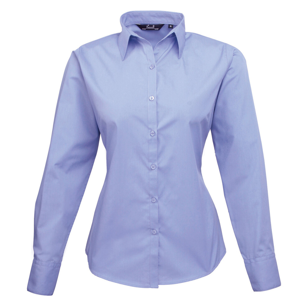 Premier (6, Mid Blue) Womens/Ladies Poplin Long-Sleeved Blouse Blue,Multicoloured