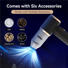 Cordless Car Vacuum Cleaner Strong Suction,4-in 1 Blower/Dust Extractor,AI Power Saving,USB Rechargeable,Compact for Car