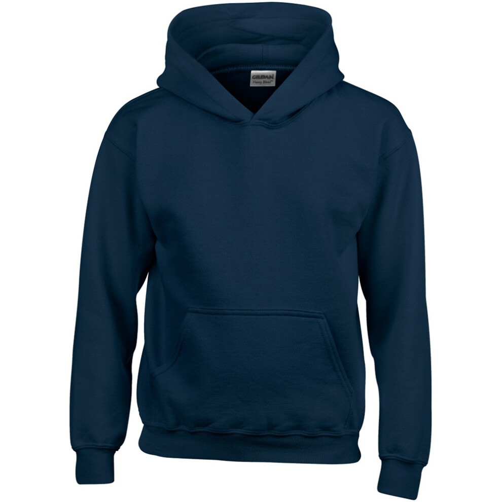 Gildan (L, Navy) Heavy Blend Childrens Unisex Hooded Sweatshirt Top / Hoodie Blue,Multicoloured