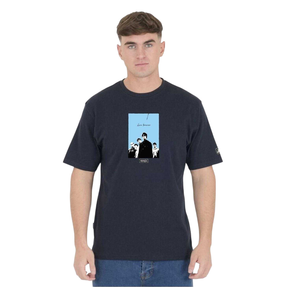 Oasis (L, Navy) Unisex Adult Live Forever Graphic Print T-Shirt Blue,Multicoloured