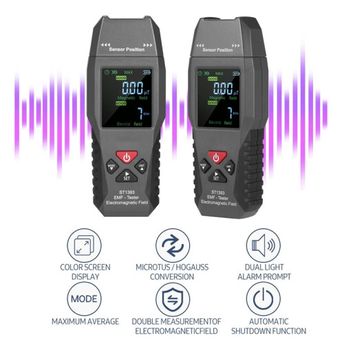 ST1393 EMF Meter Electromagnetic Field EMF Detector Handheld Digital LCD Electromagnetic Field Radiation Tester 1