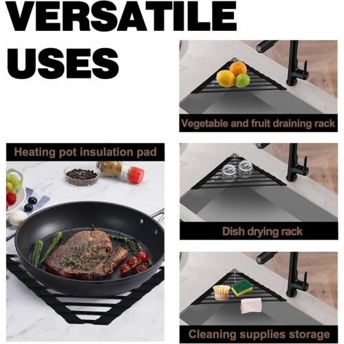 Full Silicone-Coated Triangle Roll- Dish Drying Rack with Steel Core Multipurpose over-the-Sink Kitchen Drainer 1