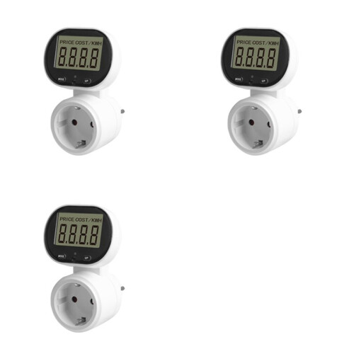 3X Power Meter Digital Wattmeter Electric Meter,Voltmeter  Cost Meter Socket 45Rotatin EU Plug