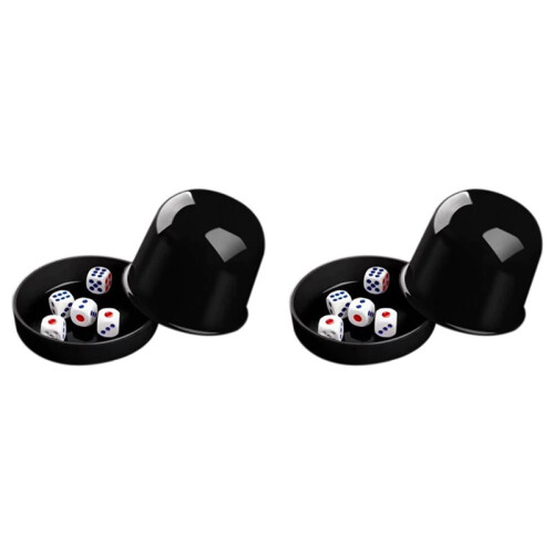 2X Plastic Poker Dice Cup Set with 10 Dices Shaking Cup Drinking Board Game Dice Box Black
