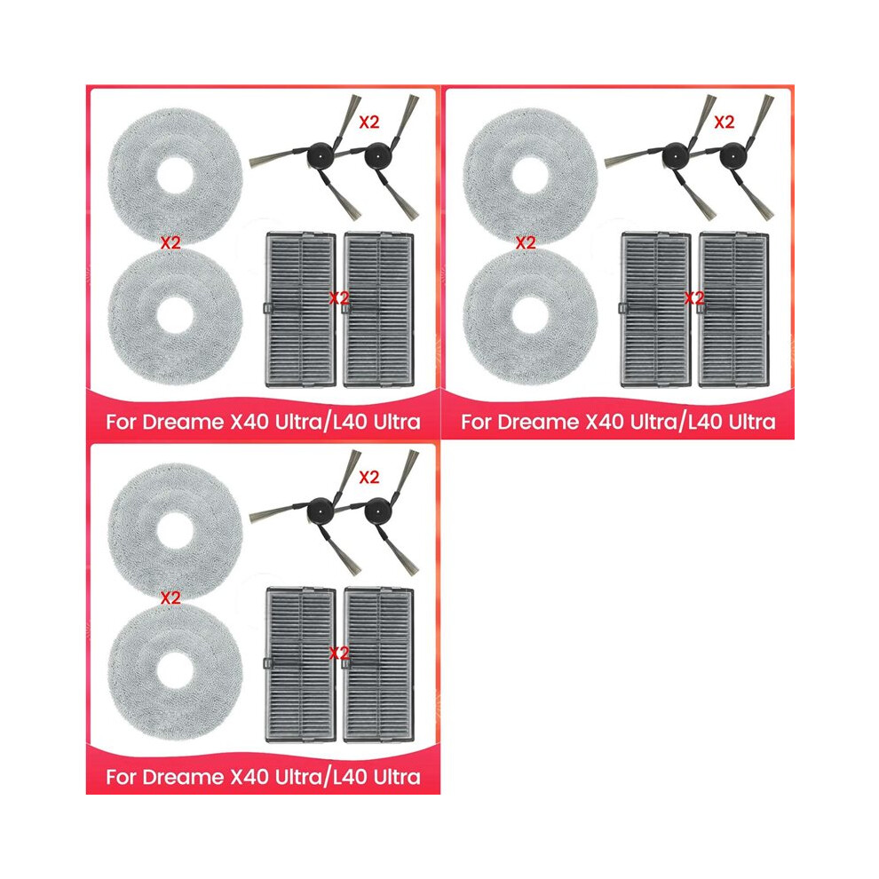 6X For X40 Ultra/L40 Ultra Robot Vacuum Cleaner Side Brush Hepa Filter Mop Cloth Accessories 4711241524571