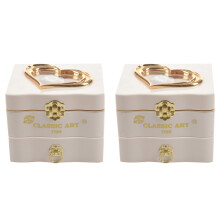 2X Classic Rotating Dancer Ballerina Piano Music Box Clockwork Plastic Jewelry Box White