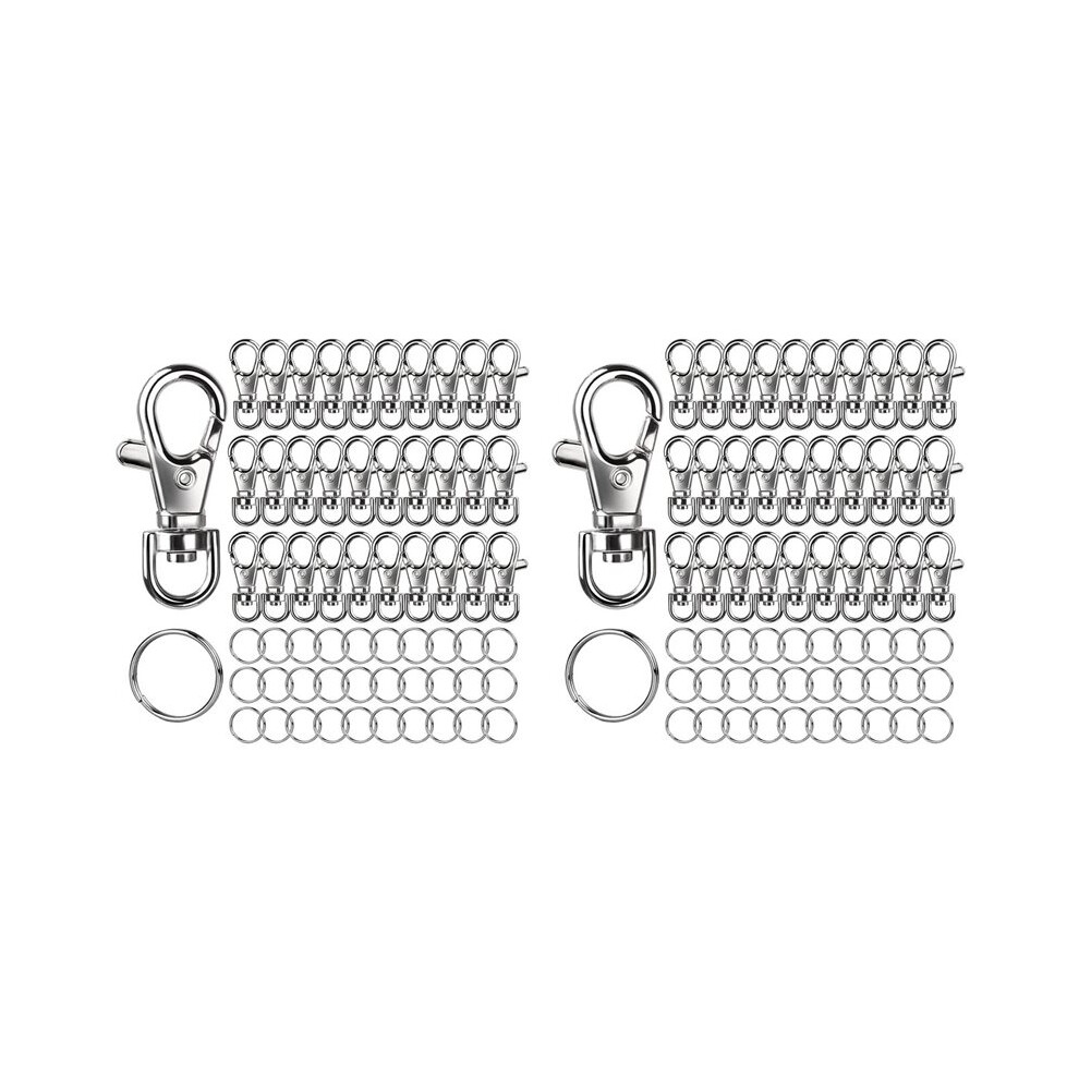 Metal Swivel Snap Hooks And Key Rings, 60Pcs Small Lobster Claw Keychains Clasps And 60Pcs Key Chain Ring, 120Pcs 4711824506543