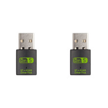 2X 2-in-1-USB-WLAN--Adapter, 600 Mbit/S, Dualband, 2,4 G/5 GHz, Wi-Fi 5-Dongle, Hochgeschwindigkeits-WLAN-Netzwerkkarte für Laptops