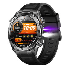 Montre Connectée de Sport Outdoor pour Homme avec Appels , Lampe Torche UV, Étanche, Moniteur de Fréquence Cardiaque et Suivi Santé.