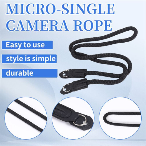 Climbing Rope Camera Strap, Micro-Single Camera with Retro Camera Rope, SLR Camera Shoulder Strap, Black 2