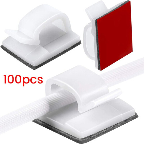 100 Pc Outdoor Light Clips for String Lights Self Adhesive  Cable Hooks Wire Clips Hooks Cord Organizer Holder White 2
