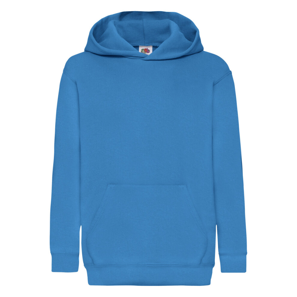 Fruit Of The Loom (9-11, Azure ) Childrens Unisex Hooded Sweatshirt / Hoodie Blue