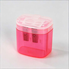 (Pink) Manual Transparent Plastic Pencil Sharpener With Dual Openings For And Office Classroom