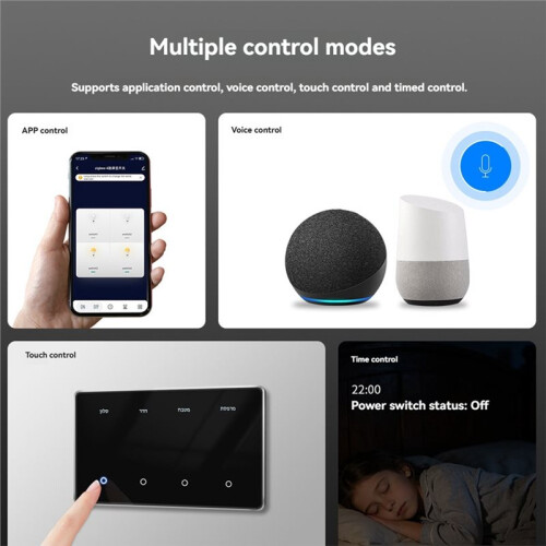 TUYA Zigbee  Touchscreen  DIY Custom Name 1/2/3/4 Gang Voice Remote Control Panel for Alexa  Home 4